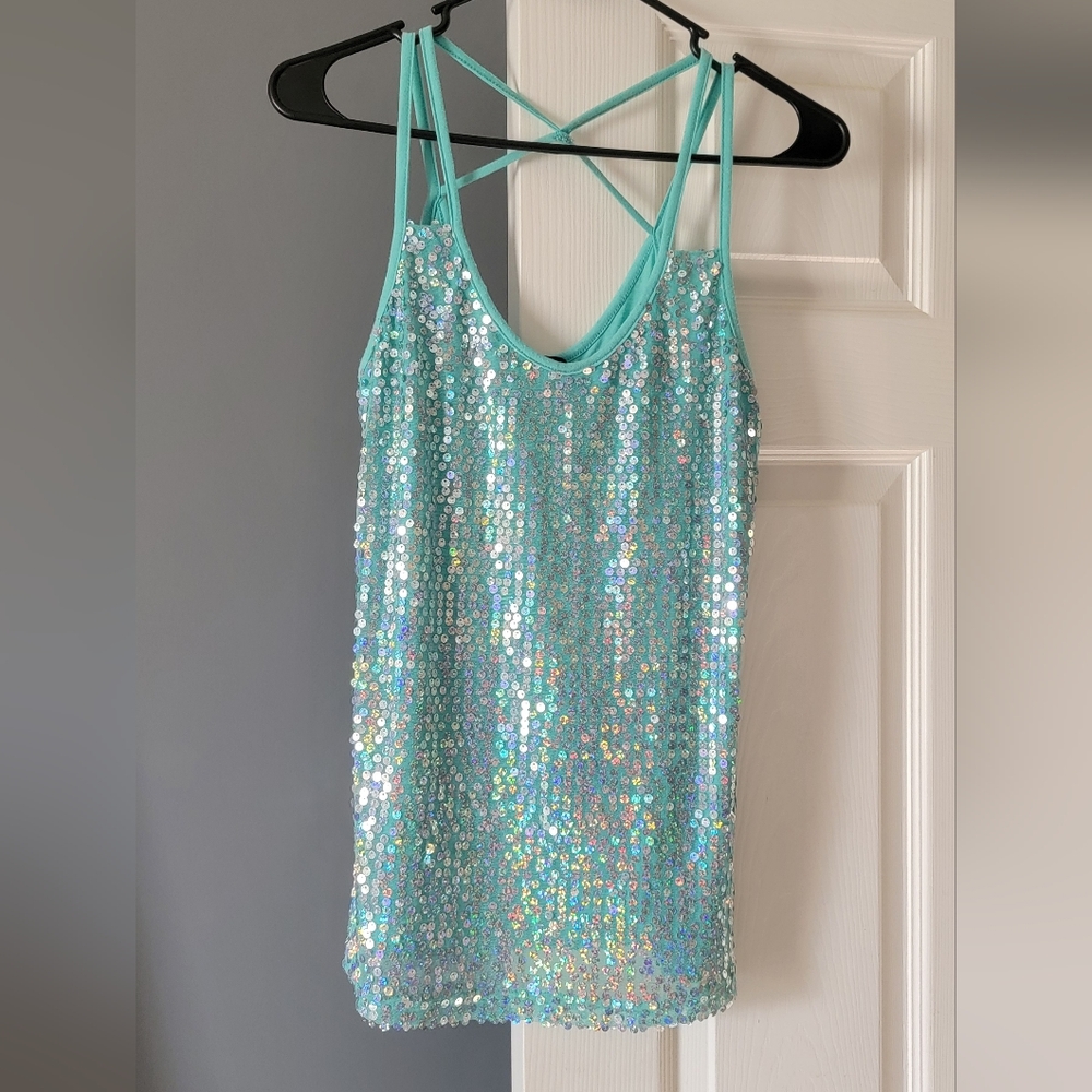 Body C Aqua Sequin Tank Top
